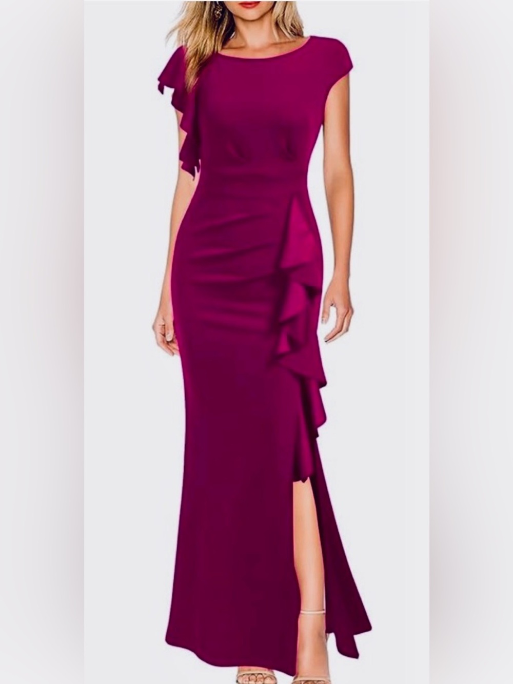 WOOSEA Women's Split Mermaid Evening Cocktail Long Dress